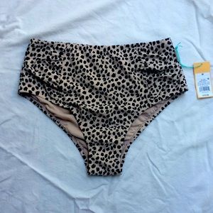 Kona Sol High Waist Animal Print Bikini Bottoms